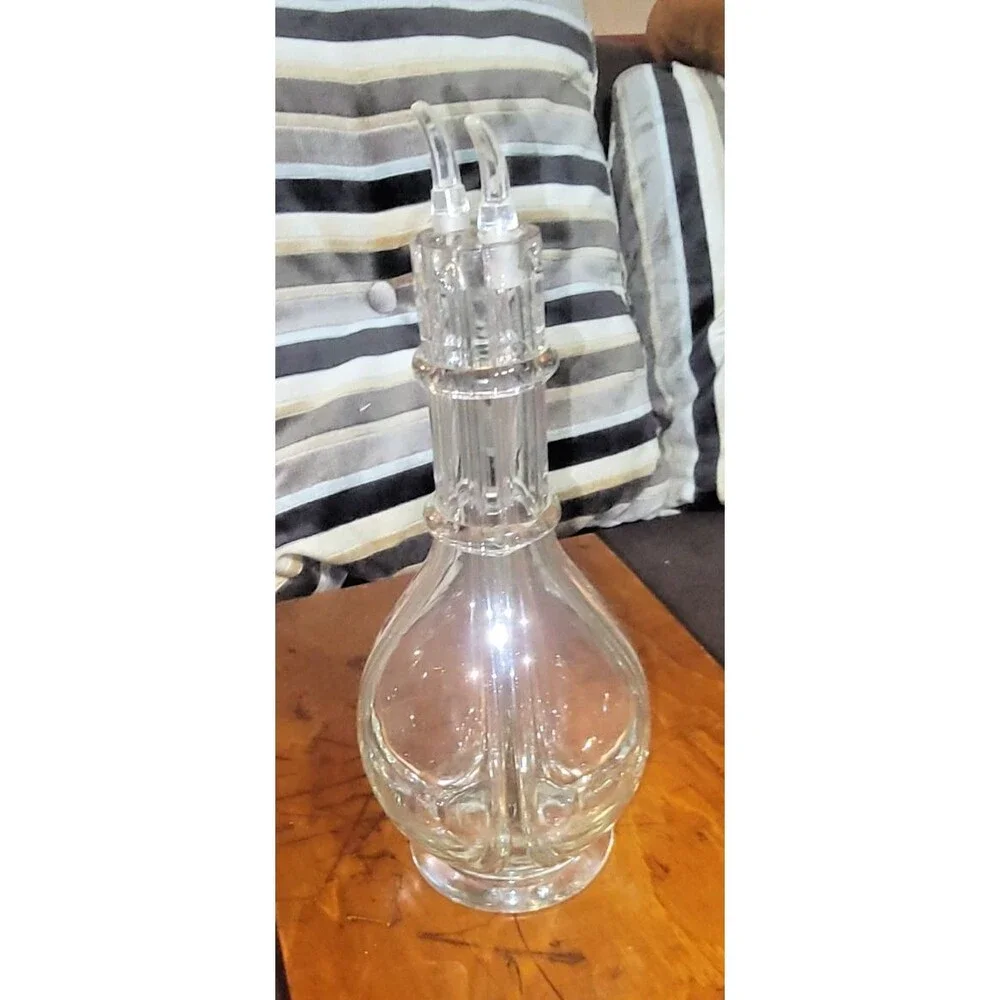 Vintage Hand Blown Glass 4-Chamber Decanter Cruet Liqueurs Made n FRANCE 60s 70s
